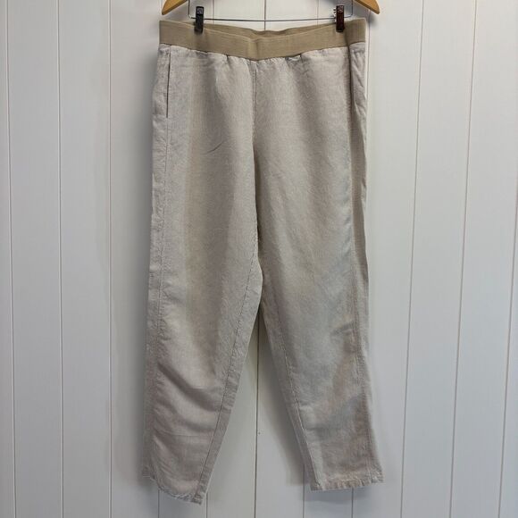 J Jill Women Boho Beach Scandi Striped Loose Fit Linen Blend Pants Size M Chic - Picture 1 of 9